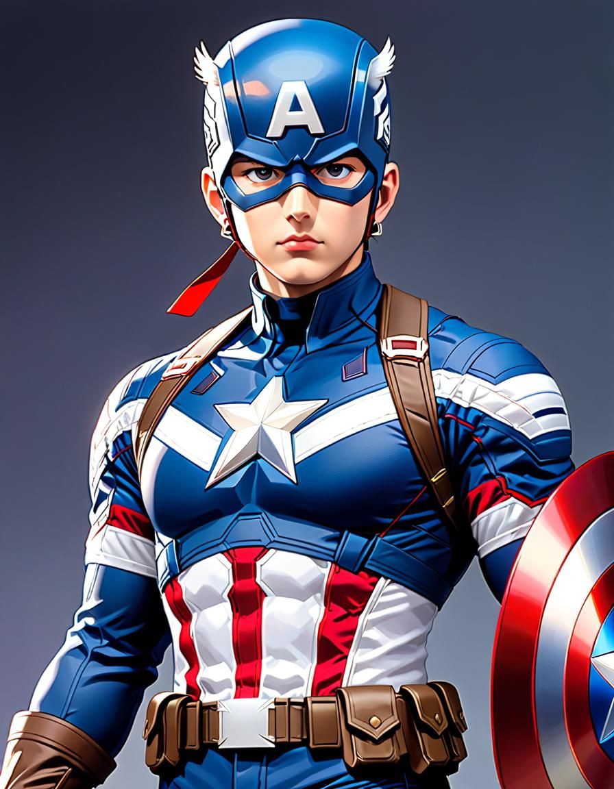 Captain America in Manga Style Illustration