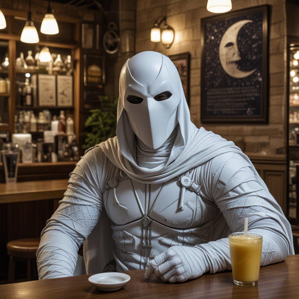 Moon Knight in a Cafe in Cairo