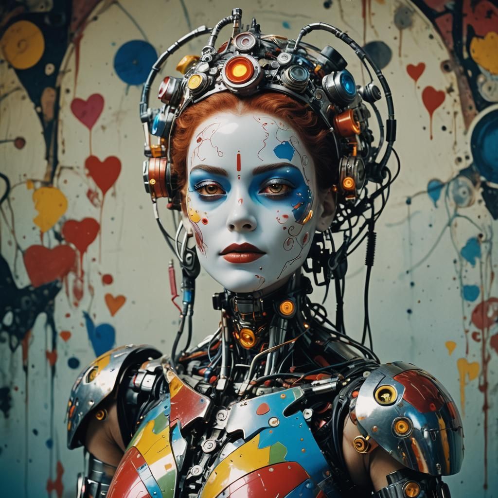 Cyborg Queen in Love: Multicolor Kodachrome Joy