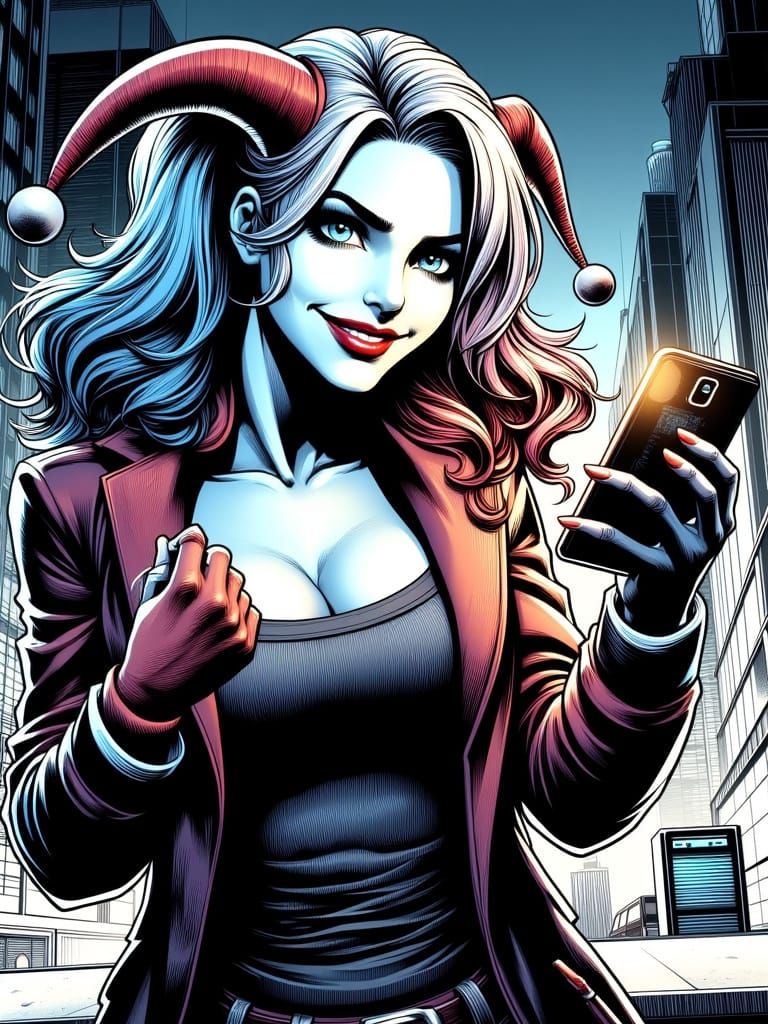 Harley Quinn Observes Gotham City from a Distance