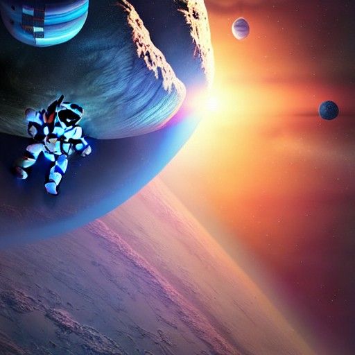 Russian cosmonaut in outer space