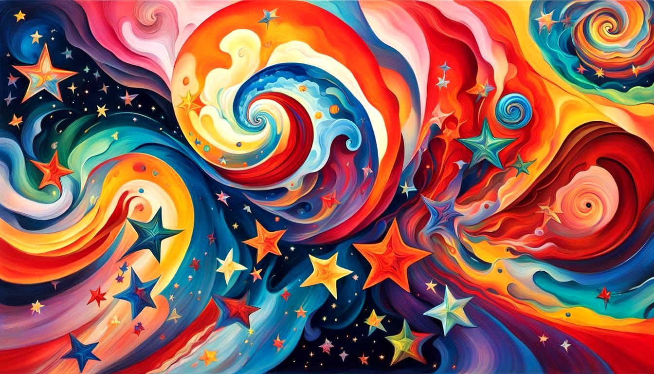 Cosmic Star Family Unfolds in Vibrant, Shimmering Opalescent...