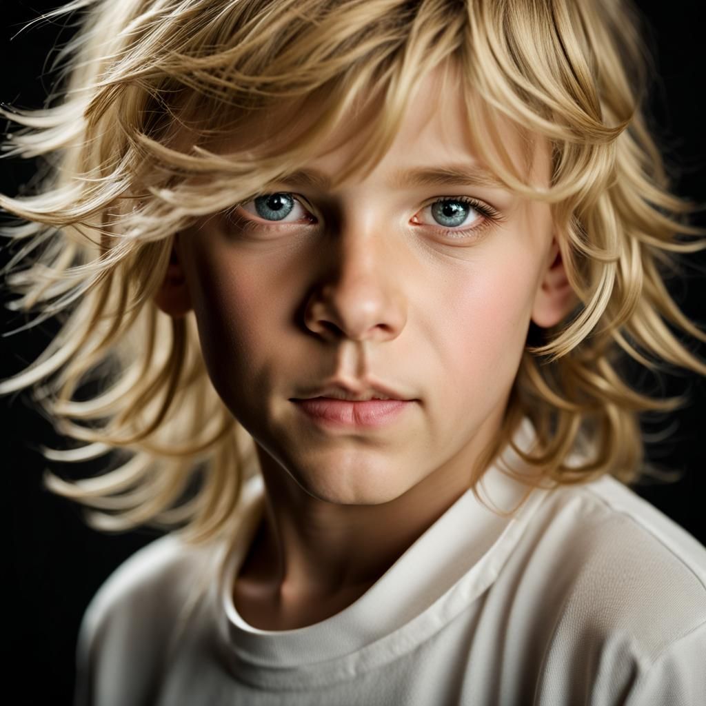 Blond Boy Portrait with Professional Studio Lighting