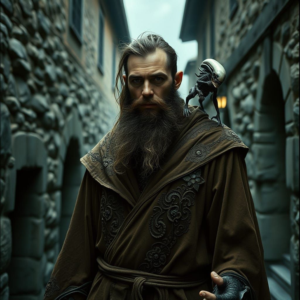 Giger as Medieval Wizard Consulting Xenomorph Homunculus in ...