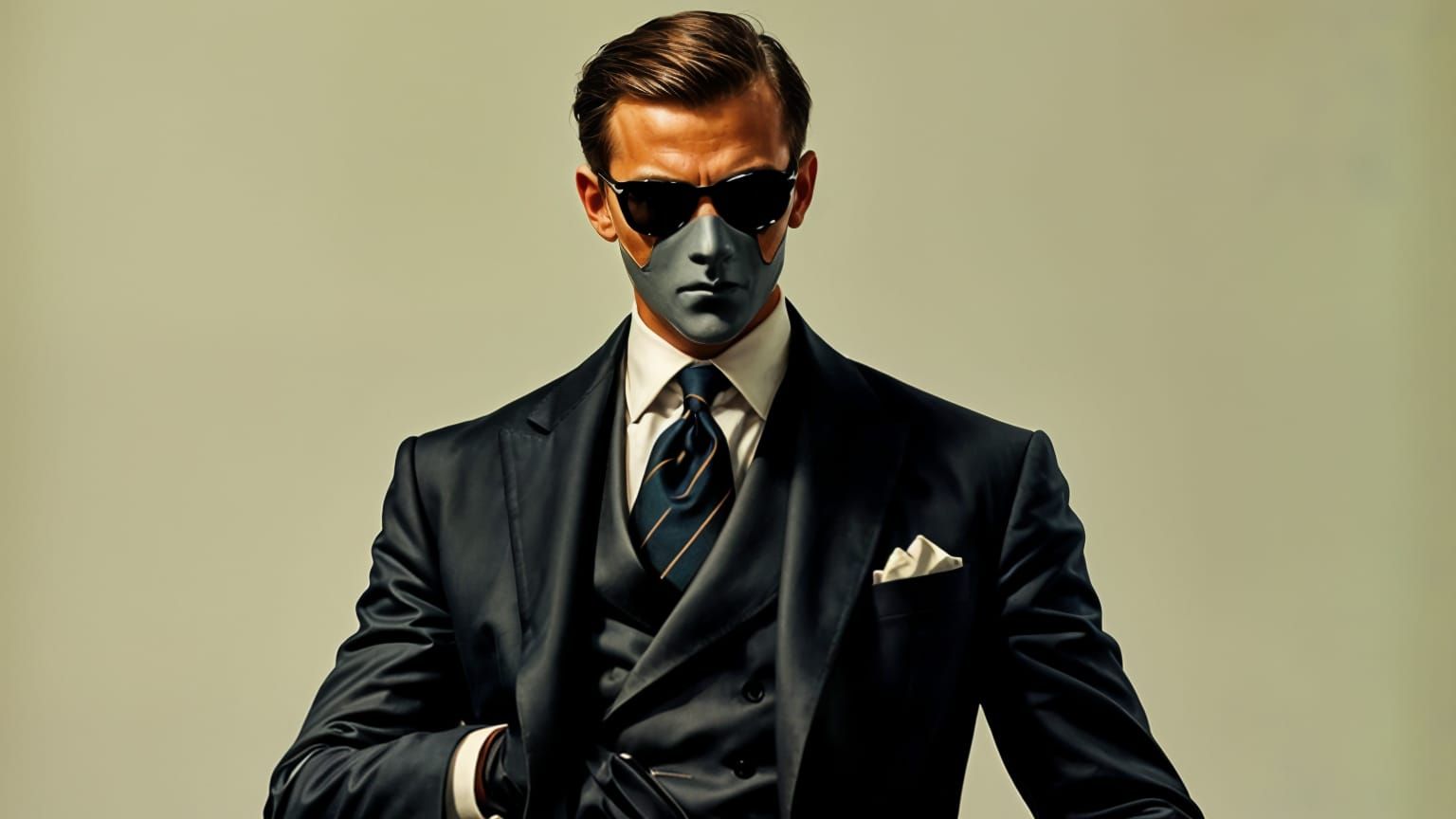 Masked Menswear Figure in Savile Row Suit
