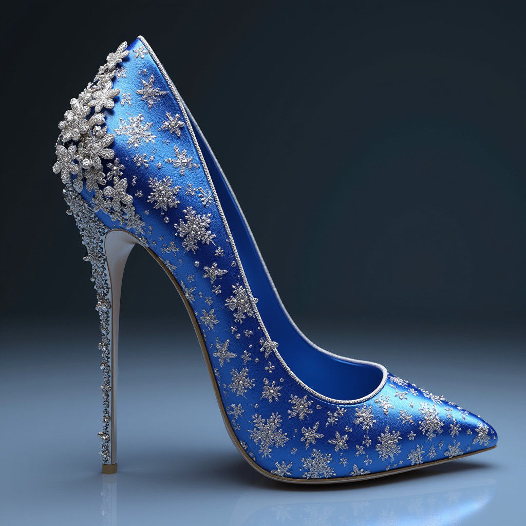 Floral Silver Stiletto Heel Fashion Magazine Art