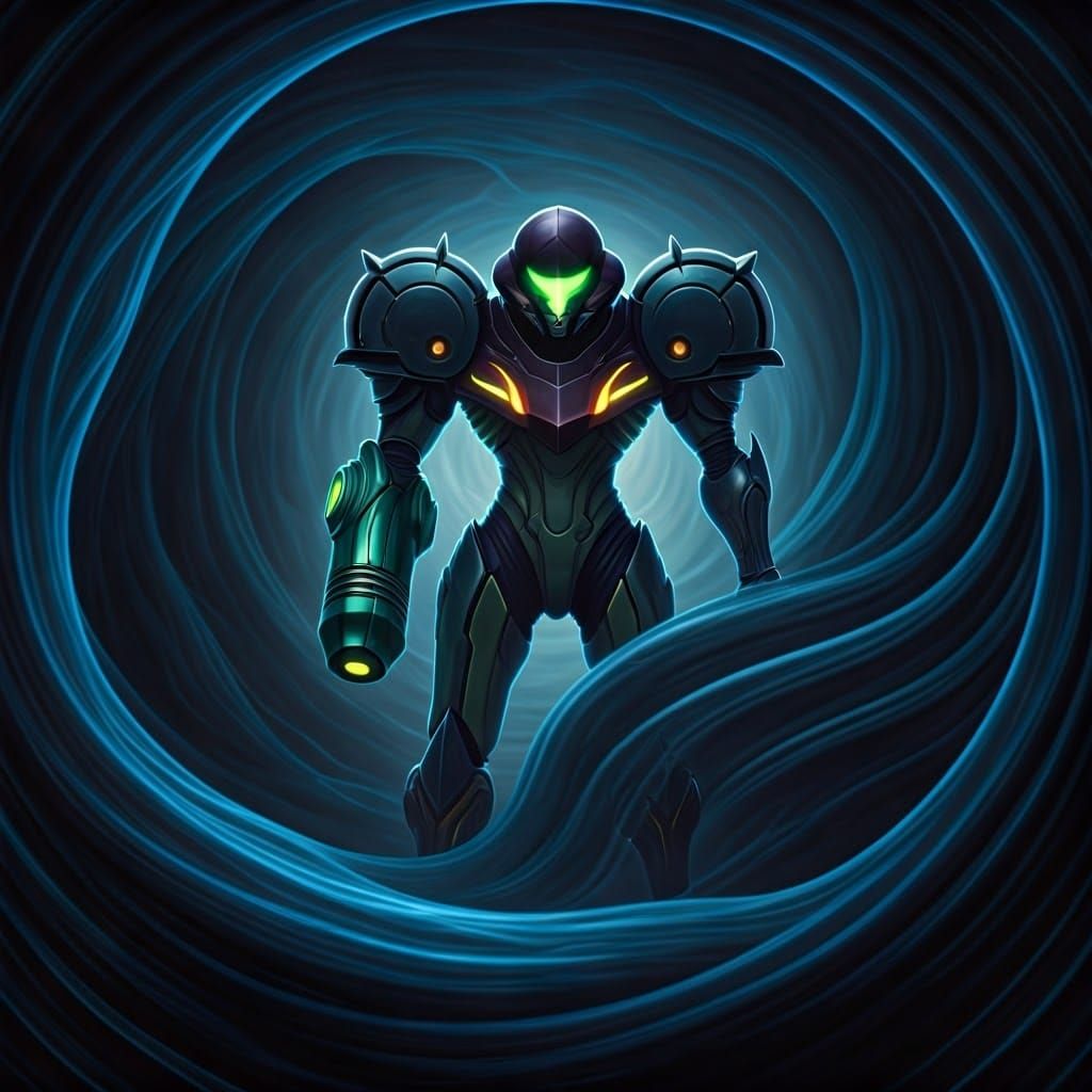 Dark Metroid Fantasy in Cyberpunk Style