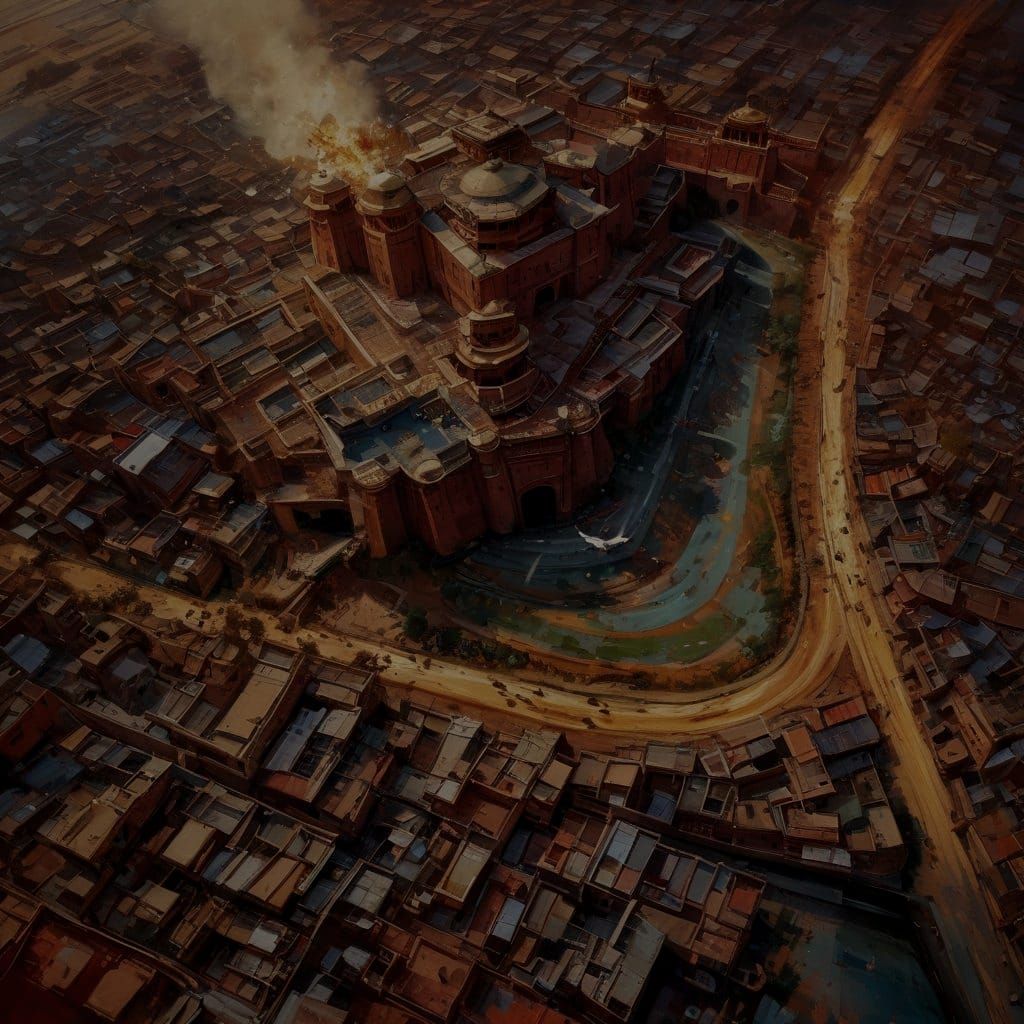 Lahore Red Fort: Gouache Impressionist Masterpiece