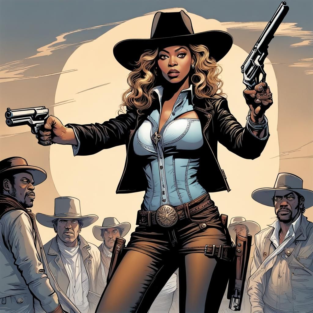 Beyonce as Gunslinger in Comic Book Art Style