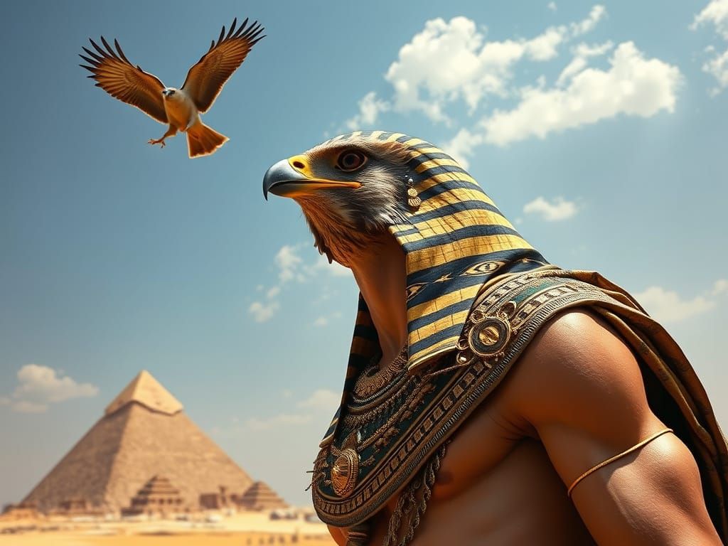 Ancient Egyptian God of the Hunt in Cyberpunk Style