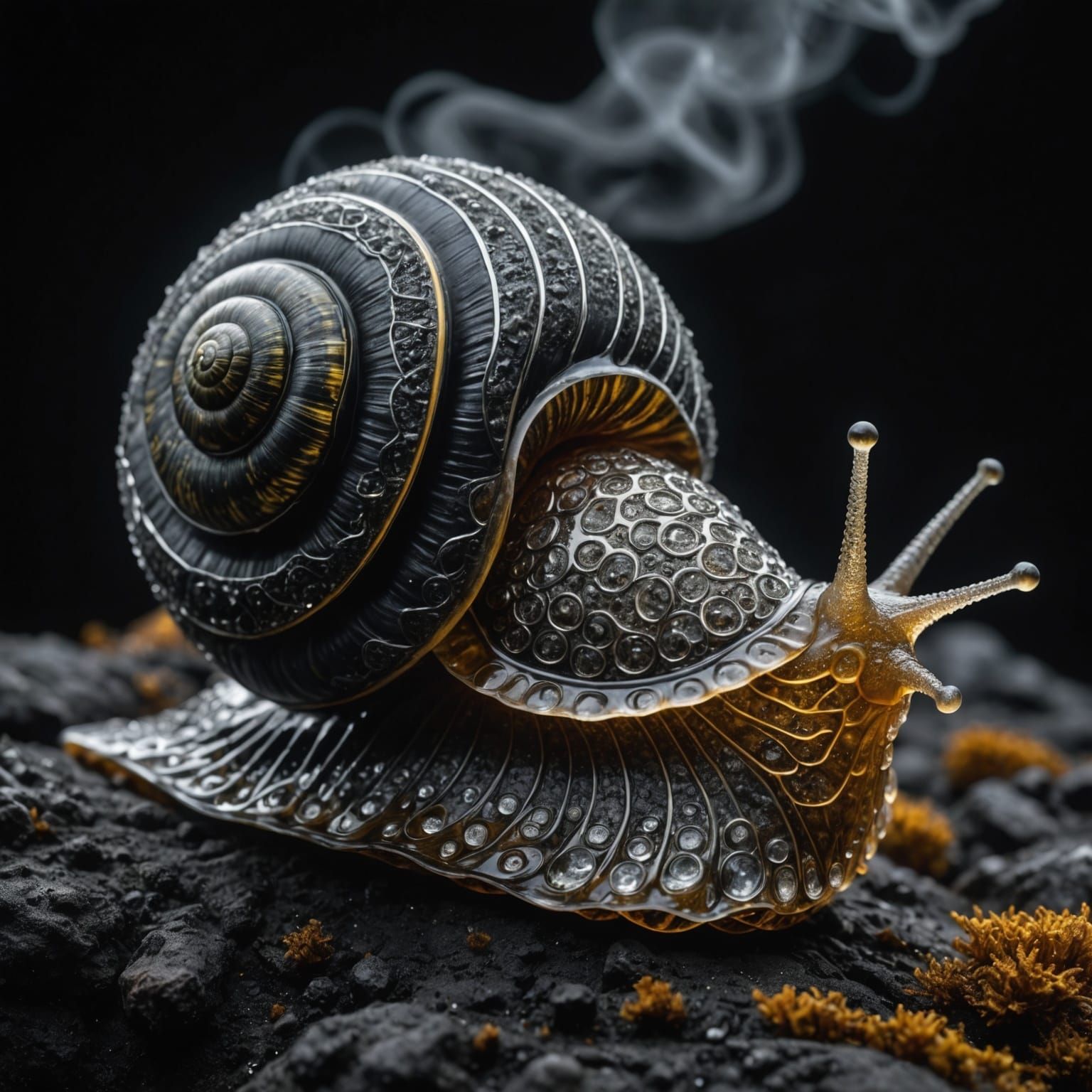 Volcanic Snail in 8K with Dramatic Lighting