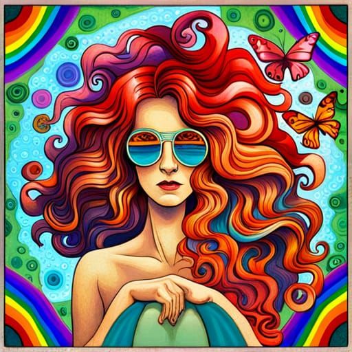 Flower Power Poster in Psychedelic Street Art Style