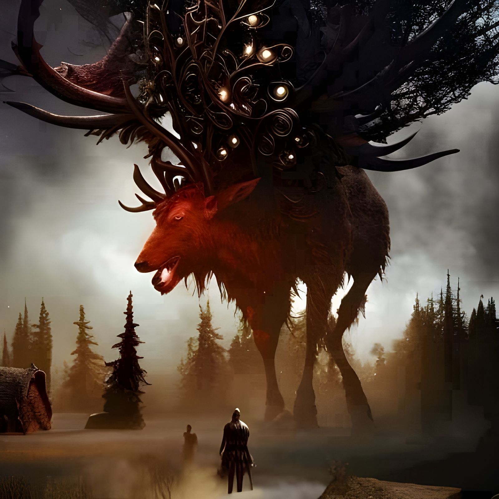 Colossal Demon Caribou in Nightmare Forest