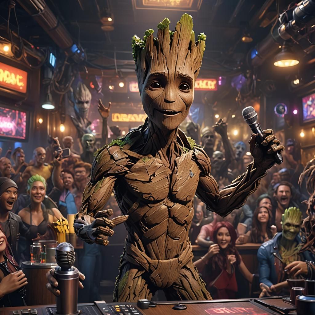 Groot Sings Karaoke to Packed Bar in 4K