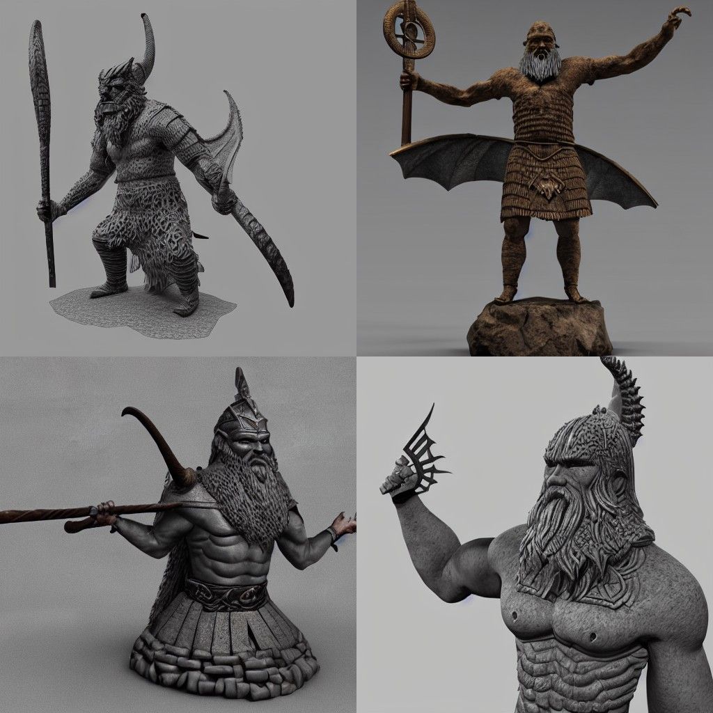 3D Render of a Copper Viking Dragon Statue