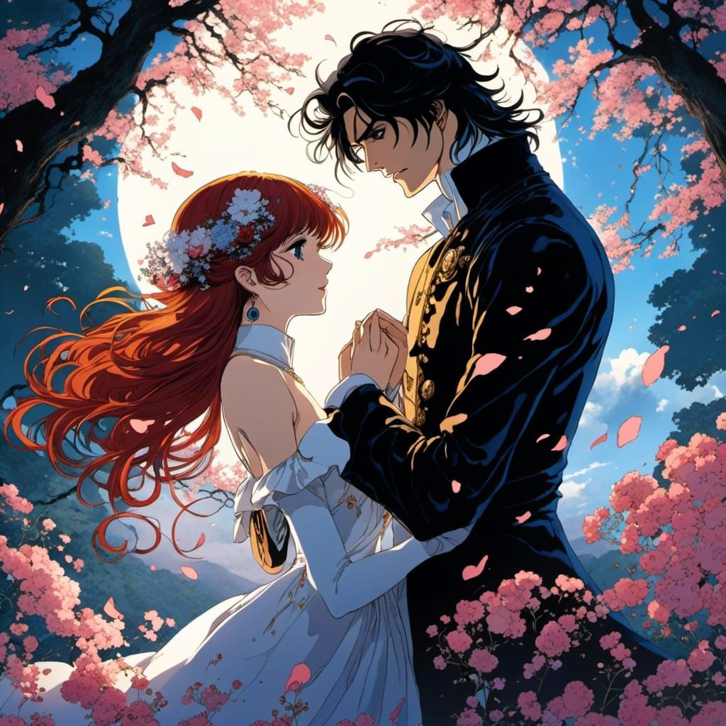 Anime Emo Couple in Studio Ghibli Style