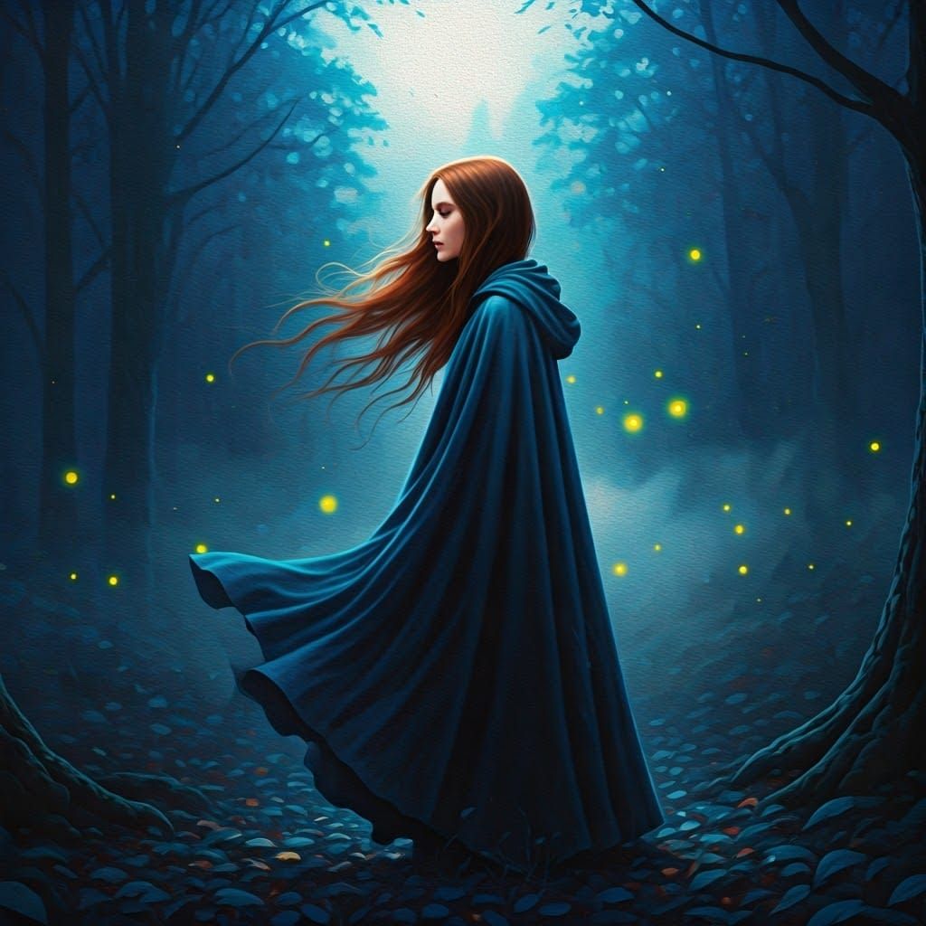 Ethereal Woman Whispers Secrets to the Moonlit Forest