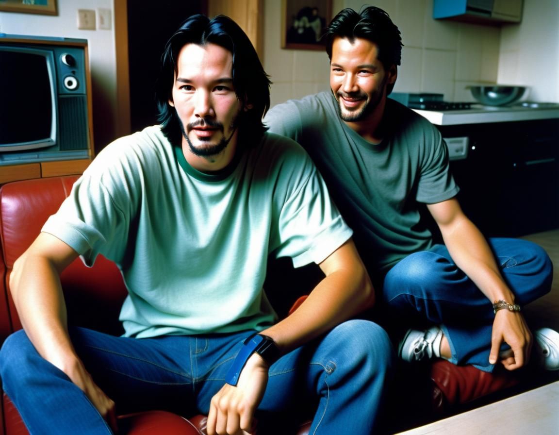 Keanu Reeves and Ricky Martin Watching Soccer