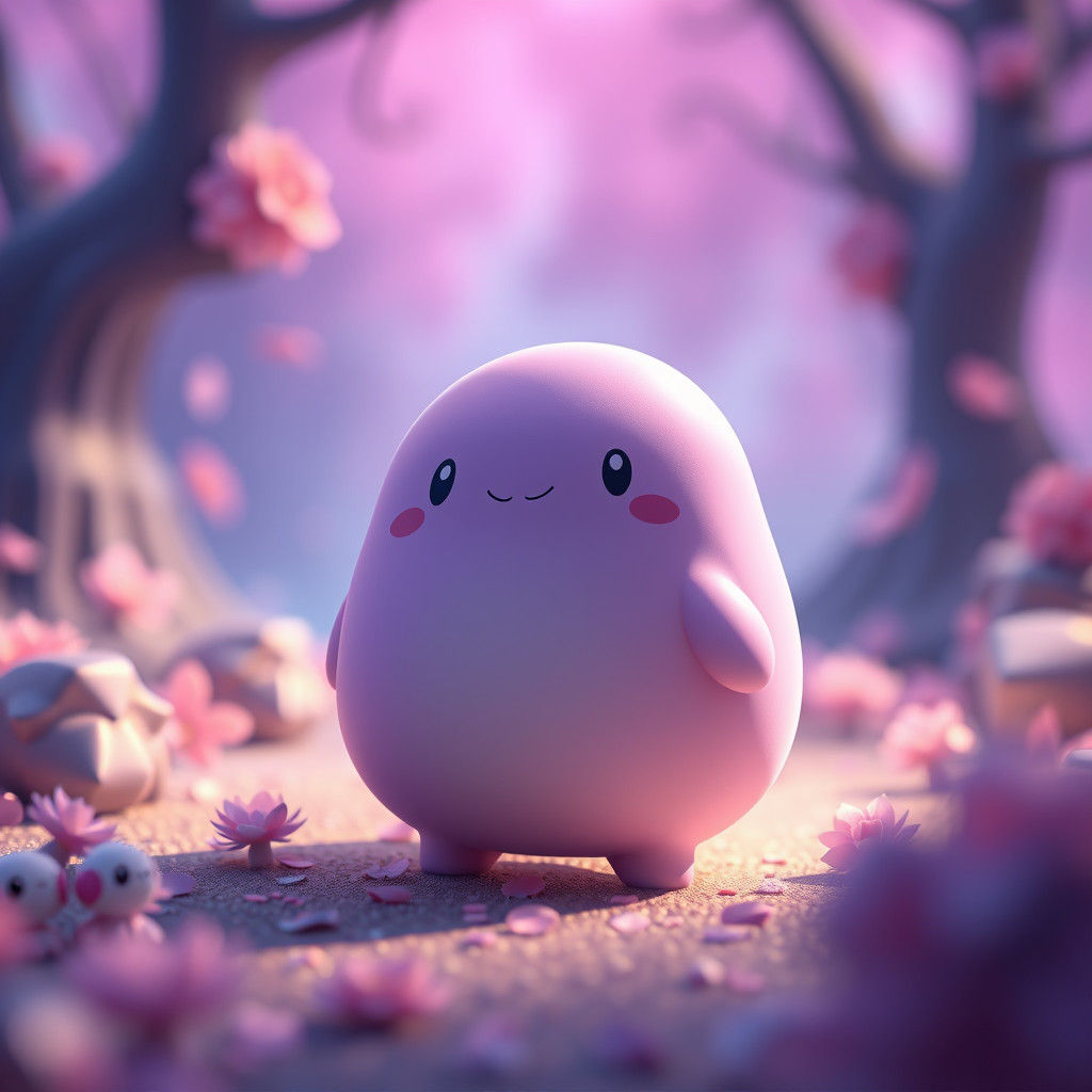 Purple Blob Pokémon in Dreamlike Environment