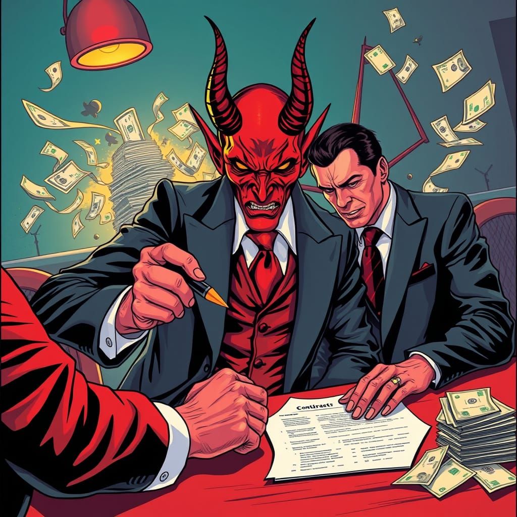 Surreal Portrait of a Gambler's Descent into Hell, in the St...