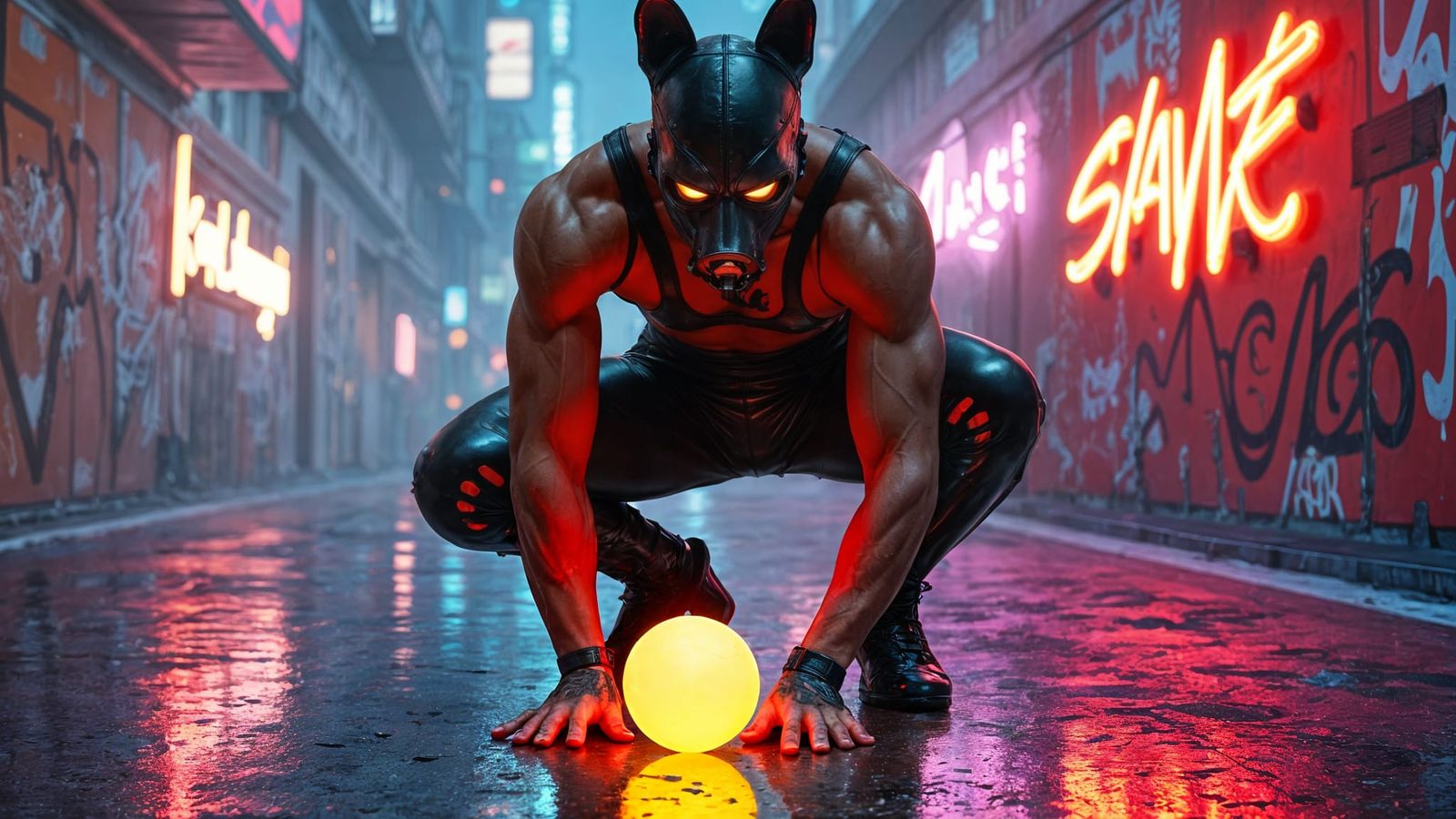 Cyberpunk Athletes in Neon Graffiti