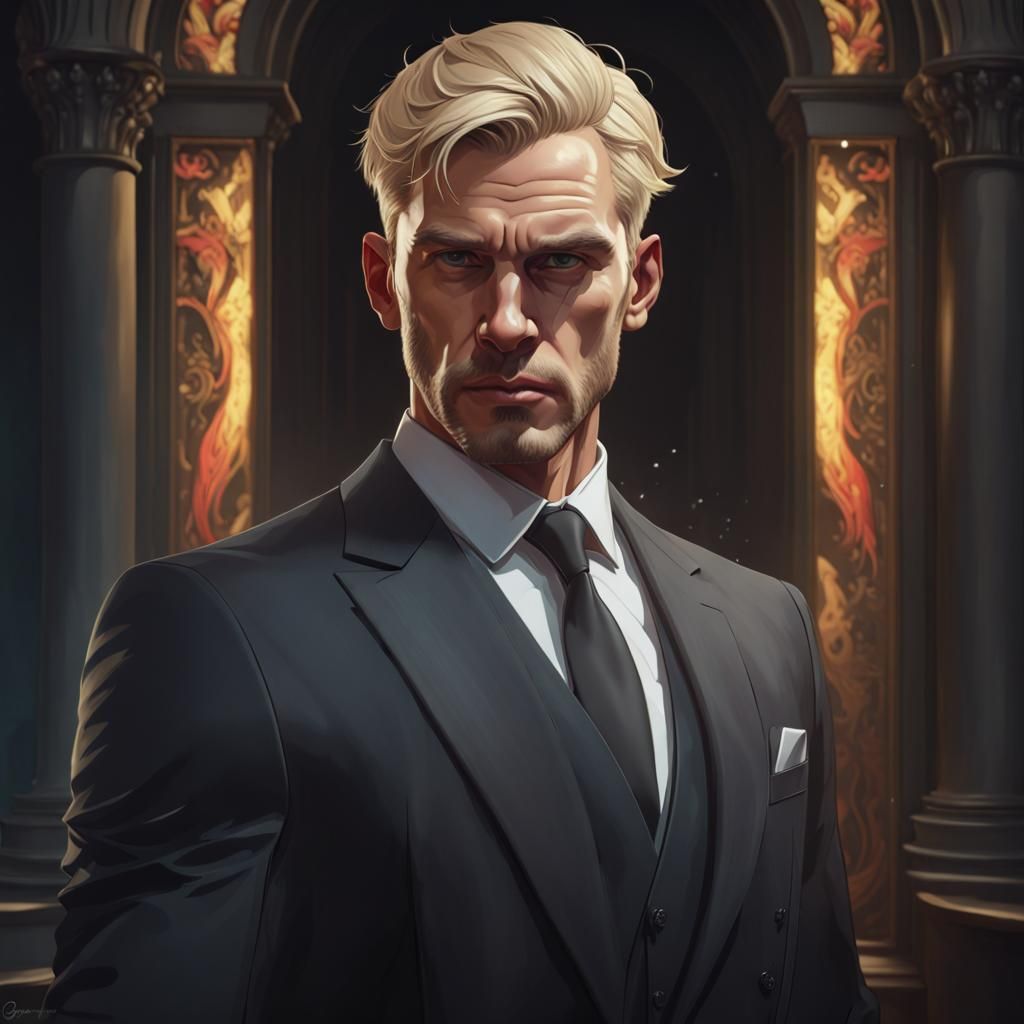 Intense Portrait of a Hitman in Dramatic Lighting