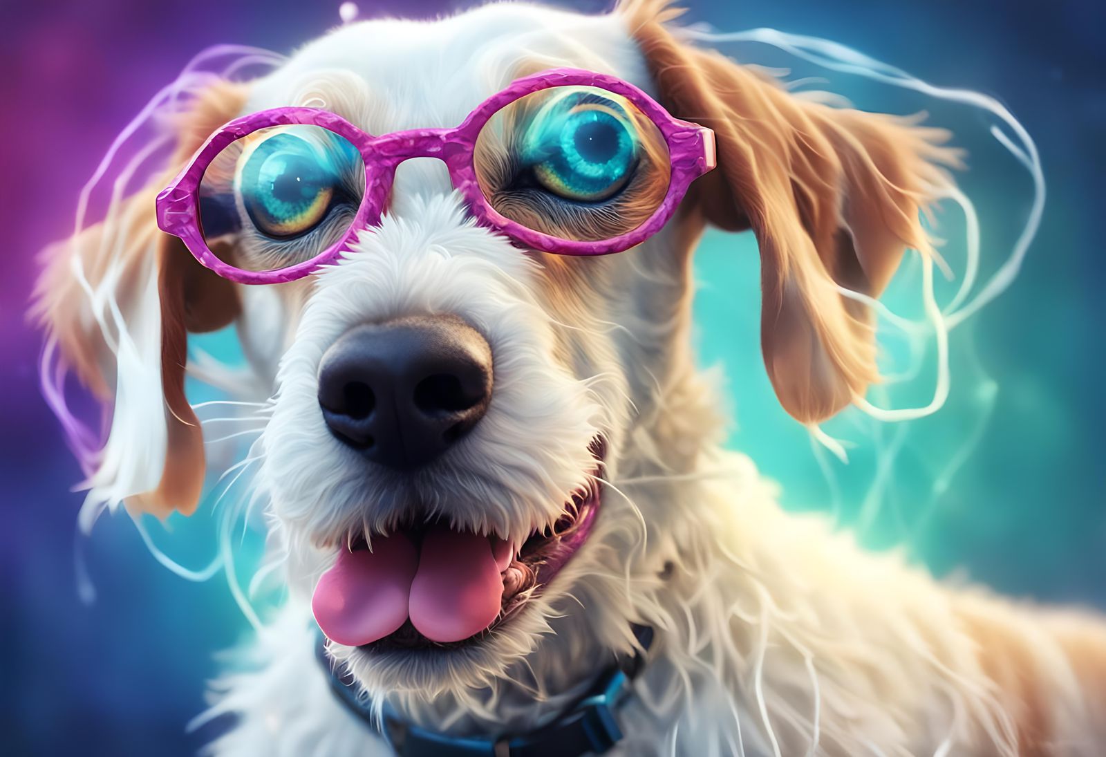 Funny Ugly Dog with Glasses, Fisheye Lens