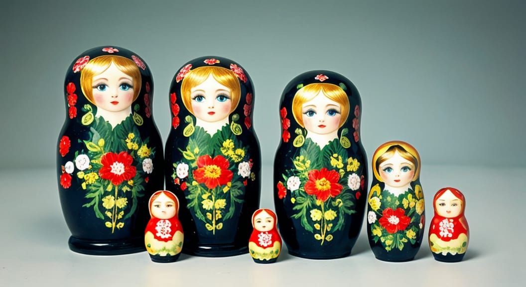 Surreal Portrait of Russian Nesting Dolls