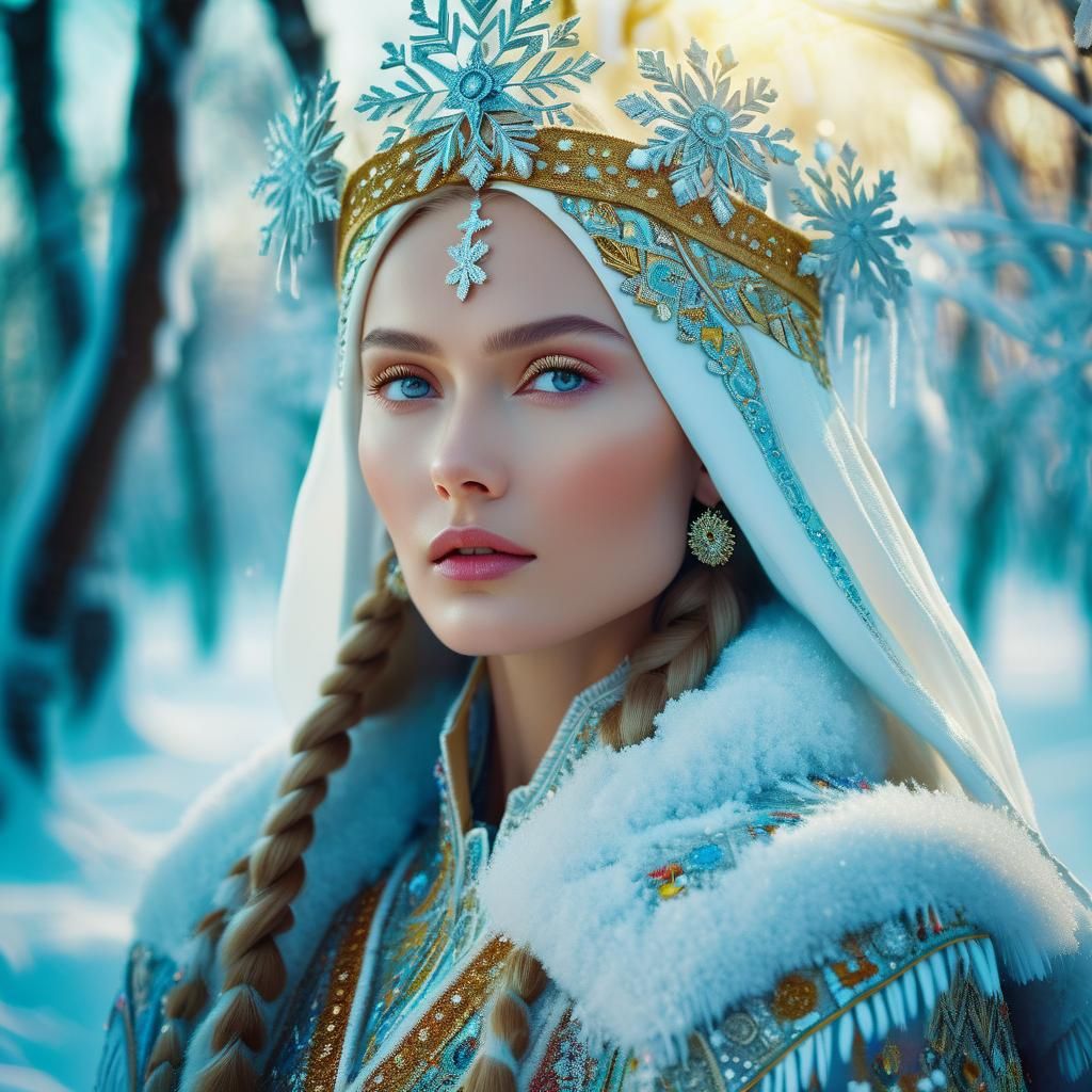 Slavic Beauty in Moscow Winter Wonderland