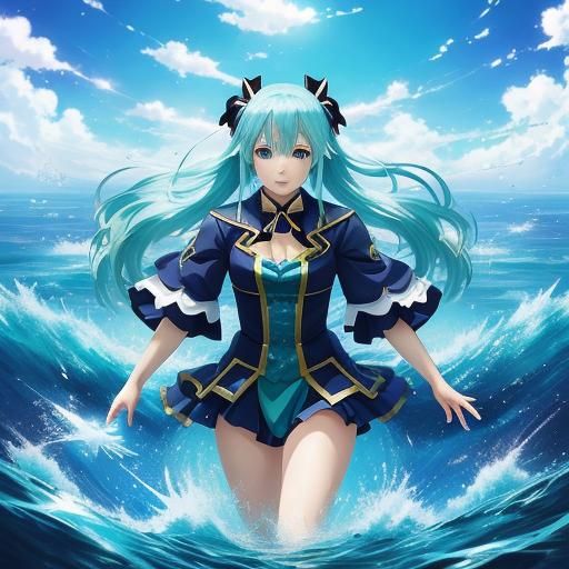 Anime Style Aqua Key Visual Manga Art