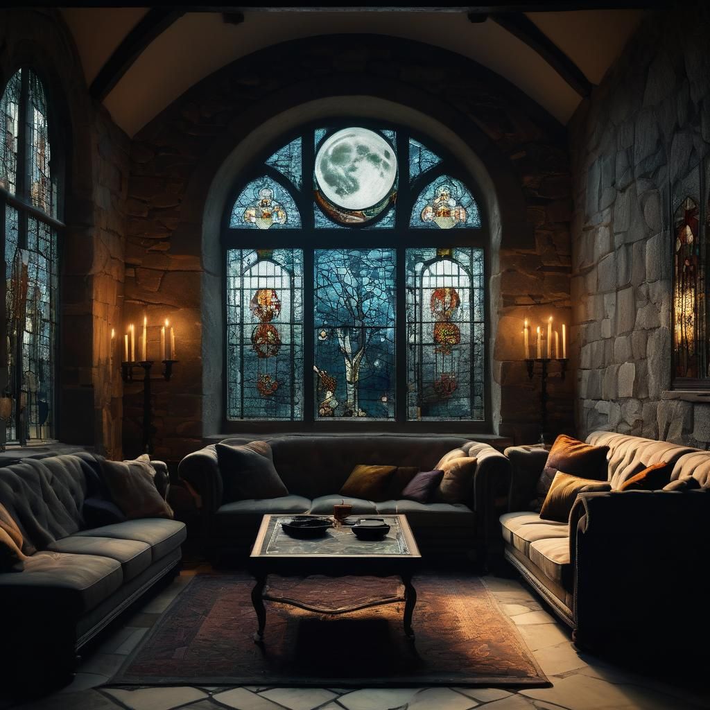 Modern Living Room in Medieval Stone Manor
