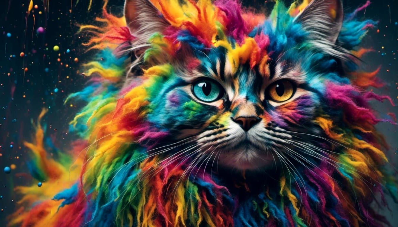 Colorful Cat in Slimepunk Wildstyle, Ebru Sidar Aesthetic