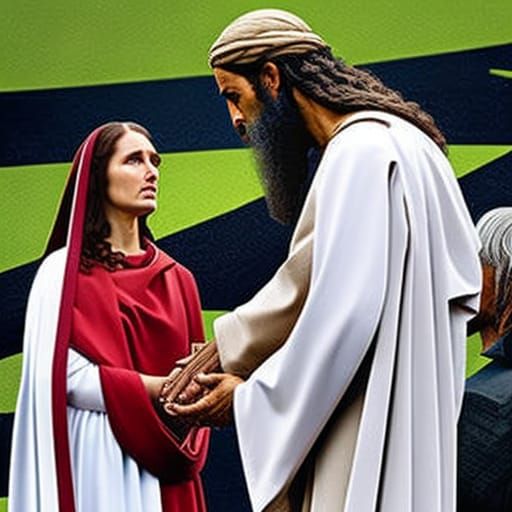 Jesus Christ and Woman in Crowd Scene