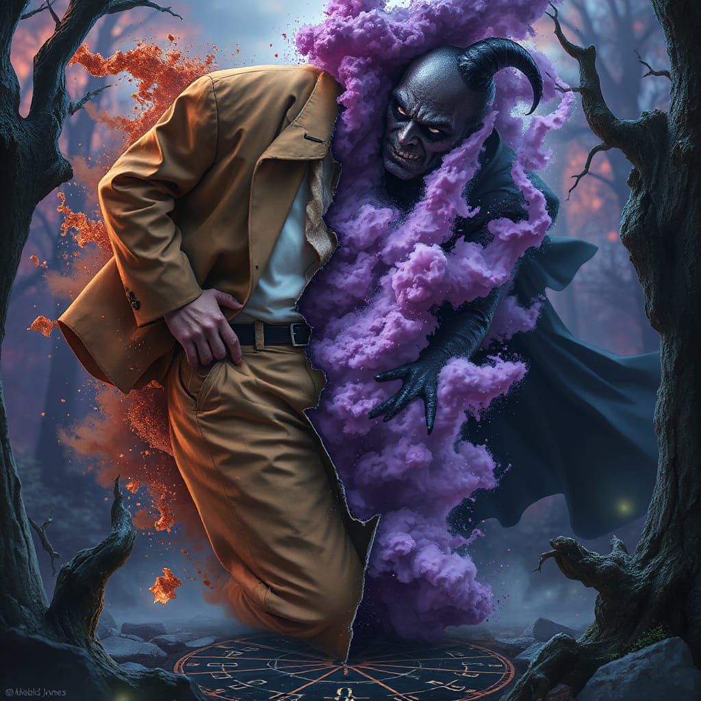 Accountant's Transformation into Supervillain: Digital Art