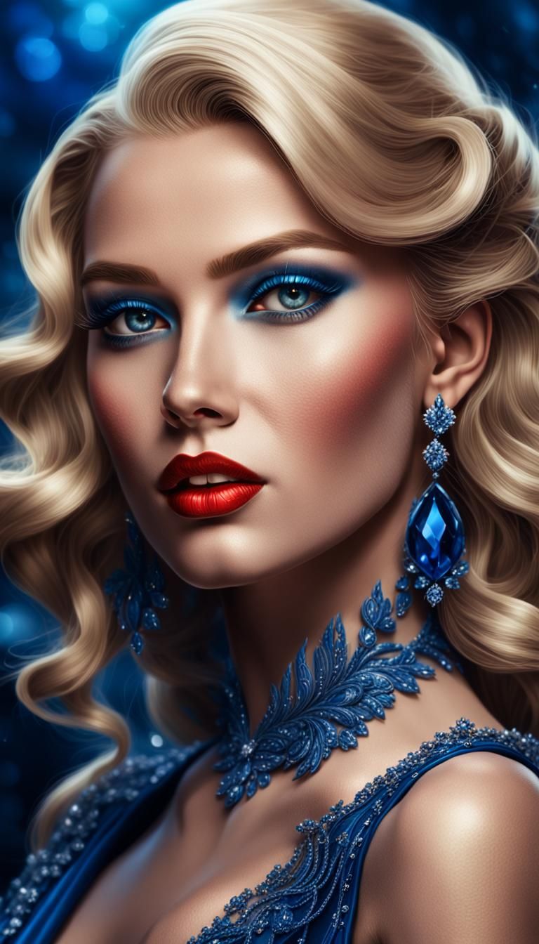 Glamorous Blonde Portrait in Fantasy Art Style