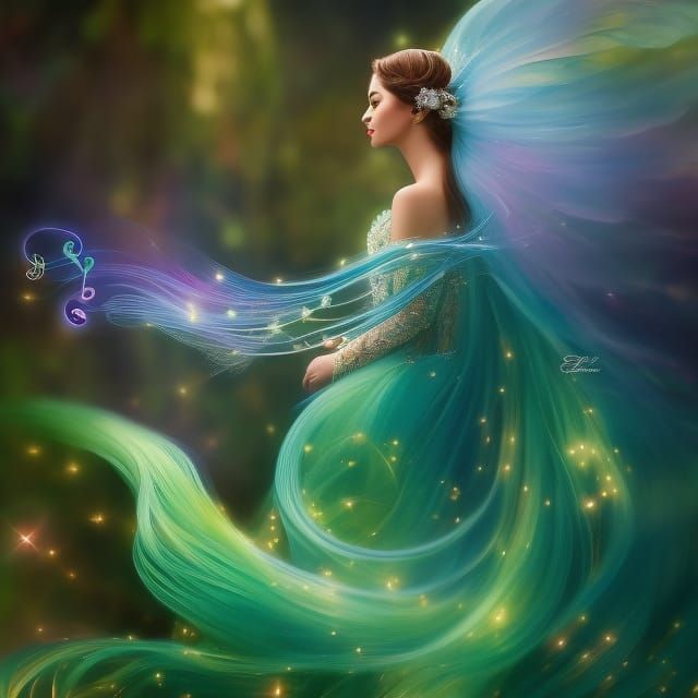 Music Fairy Oil Painting with Doppler Effect