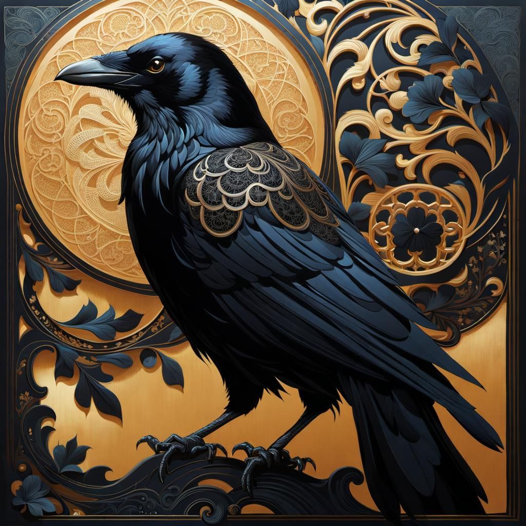 Silk and Satin Crow in Filigree