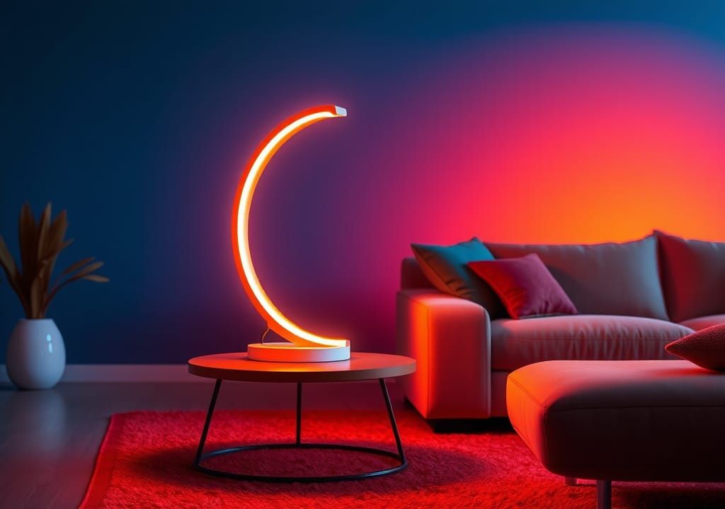 Unique Curved LED Table Lamp in Futuristic Style