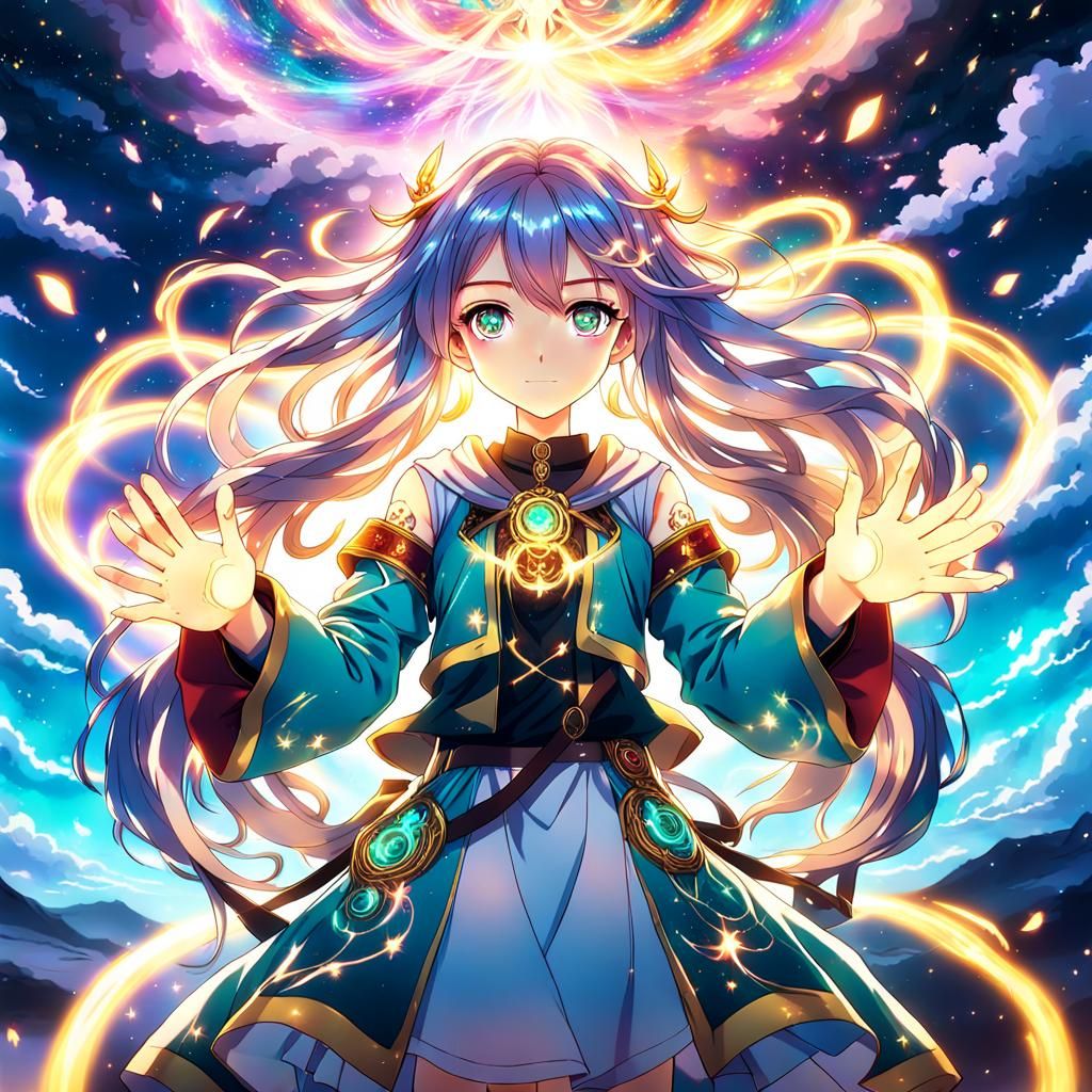 Magical Girl with Infinite Power in Anime Style