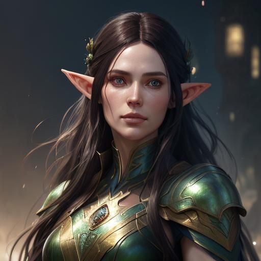 Arwen Undómiel Elf Portrait in Art Nouveau Style