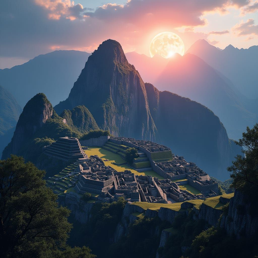 Majestic Temple of the Sun in Andean Landscape