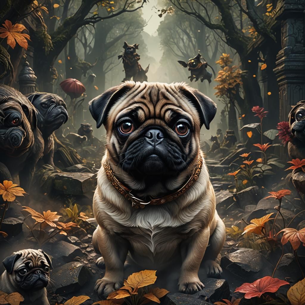 Bear with Pug Face: Detailed Fantasy Concept Art