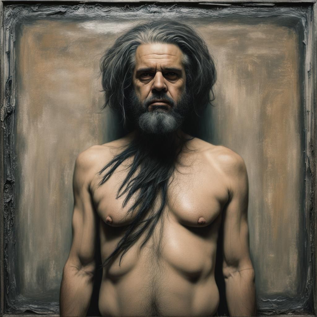 Surreal Portrait with Extremely Long Chest Hair