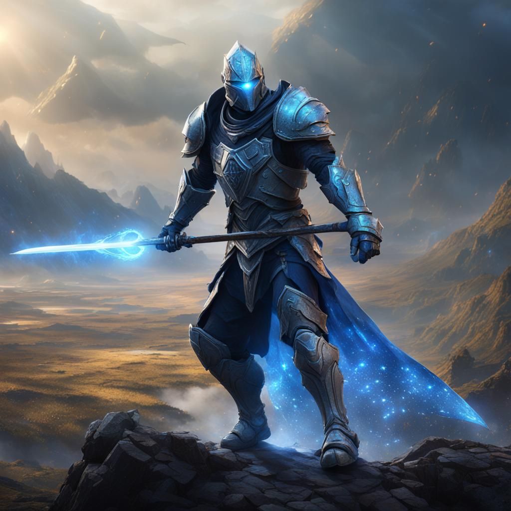 Warforged in Epic Battle Scene with Magic