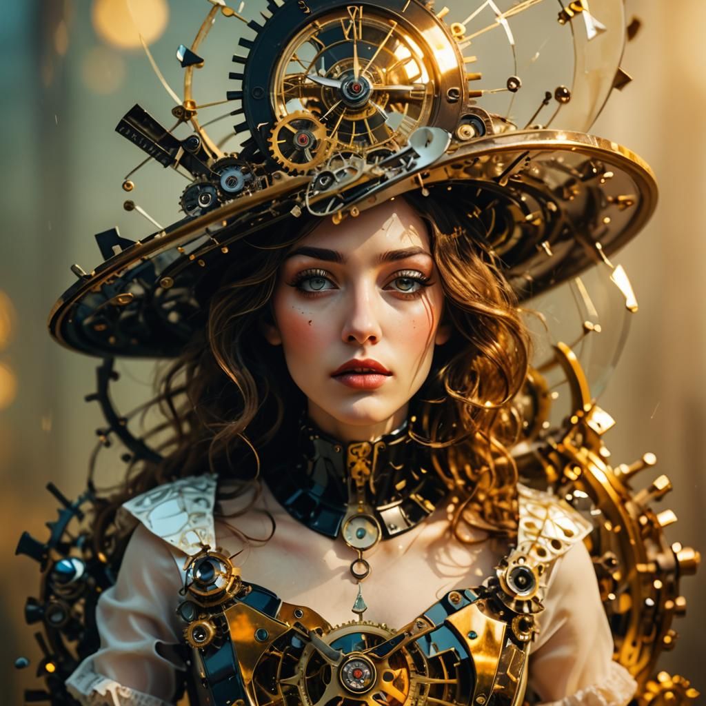 Surreal Clockwork Macro Photograph in Steampunk Style
