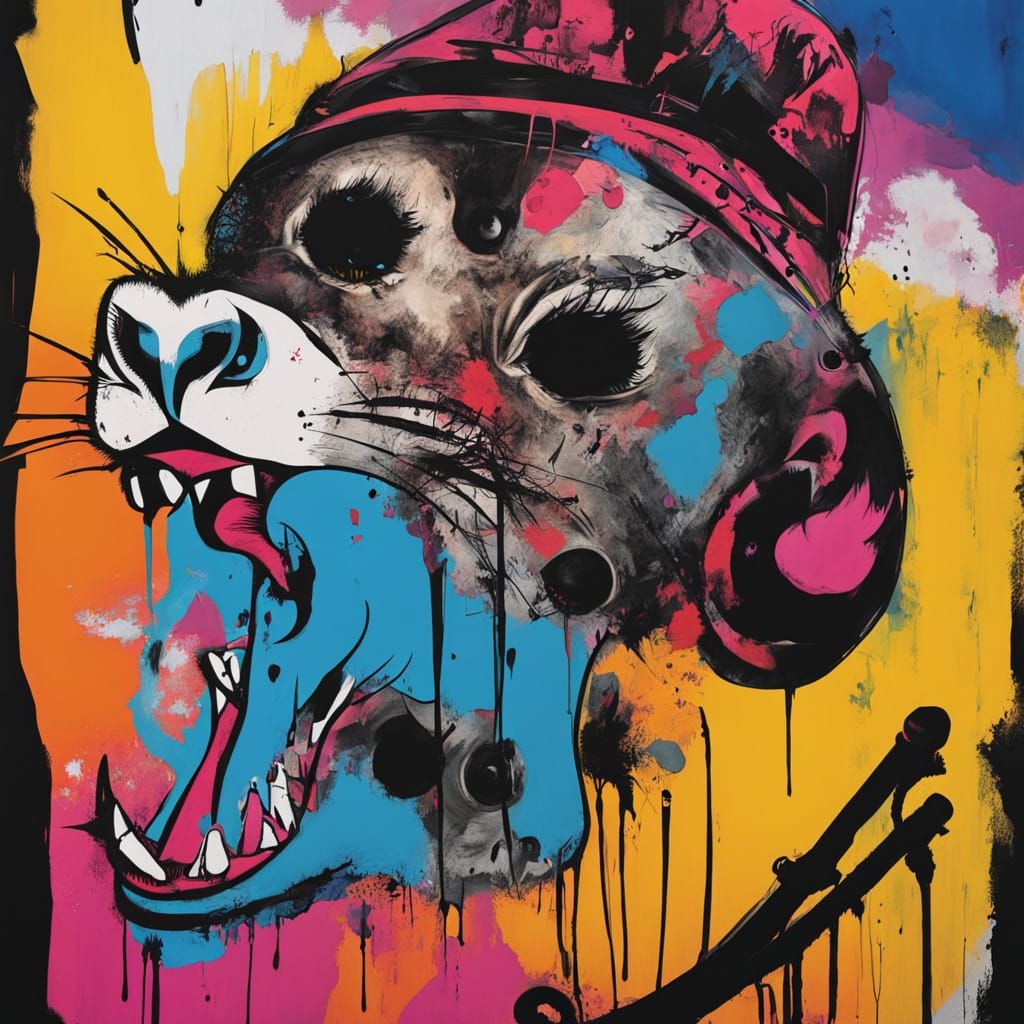 Otter Pirate in Basquiat-Inspired Swashbuckling Scene