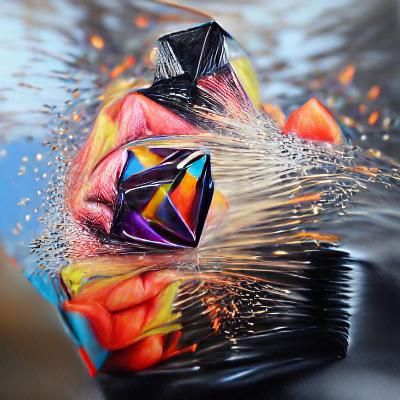 Dark Diamond Exploding into Colorful Sparks