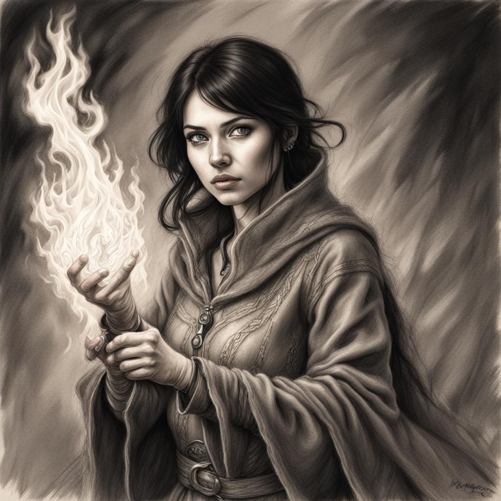 Dark Magic: A Charcoal Drawing in Burton Style