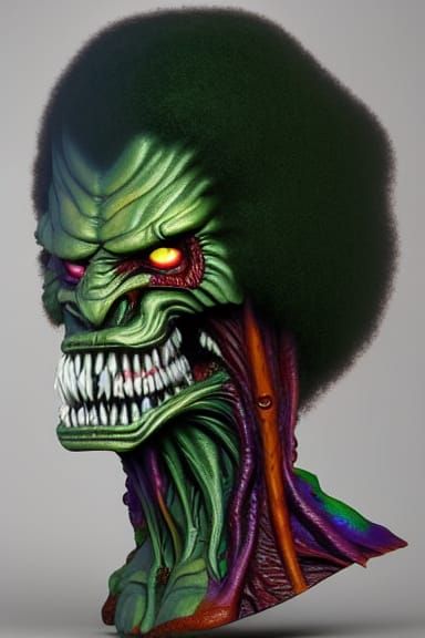 Muscular Demon in Biopunk Style, Elaborate Oil Painting