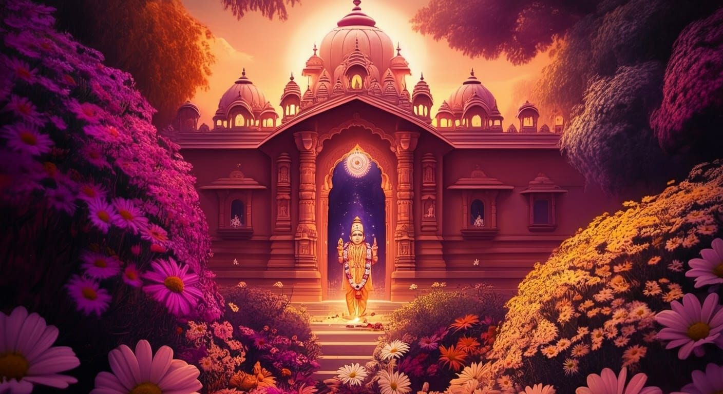 Sacred Temple of the Daisy God in India's Vibrant Garden